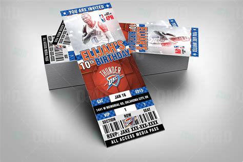 Oklahoma City Thunder Sports Ticket Style Party Invites Football Theme