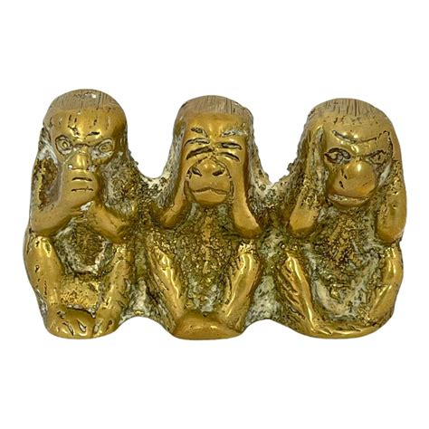 Vintage Three Brass Monkeys Figurine Miniature Three Wise Etsy
