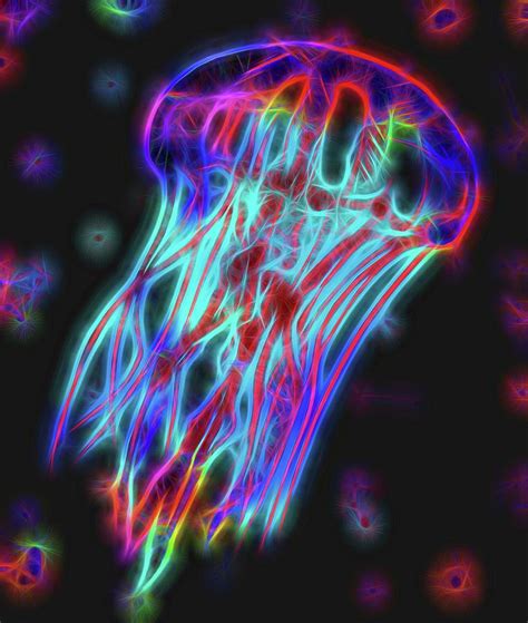 Colorful Neon Jellyfish Digital Art By Dan Sproul