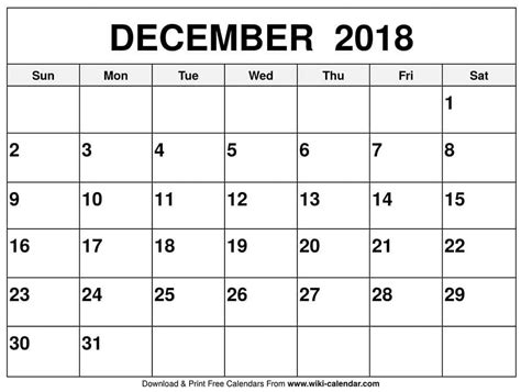 Blank December 2018 Calendar Printable