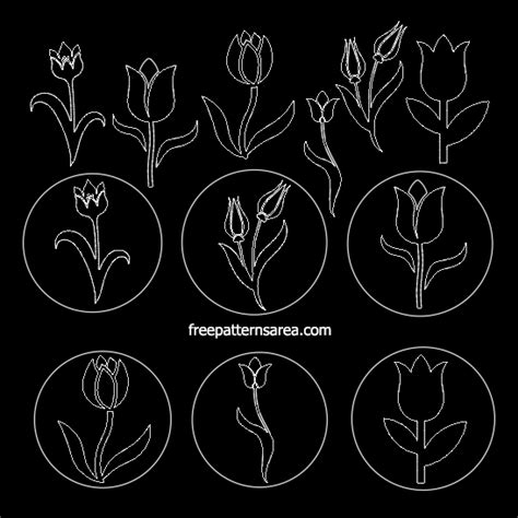 Free Download Unique Tulip Stencil Vector Art Designs