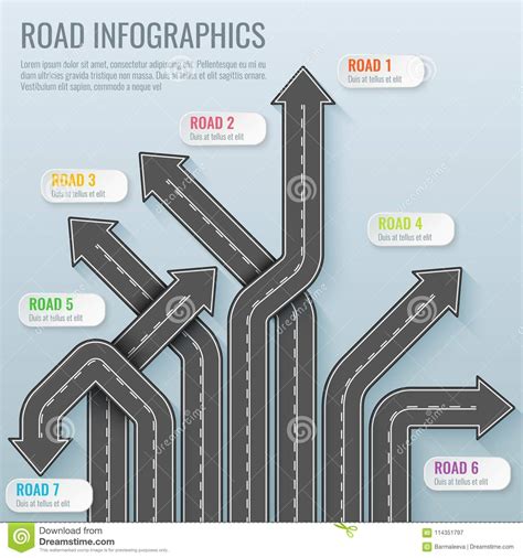 Infographics Template With Road Map Top View Vector Elements Road