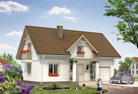 Modele de case simple pe un singur nivel, case duplex, planuri case de vacanta. Proiect de casa cu mansarda 117 | | Proiectari si Constructii