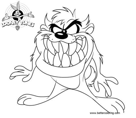 Tasmanian Devil From Looney Tunes Coloring Pages Free Printable