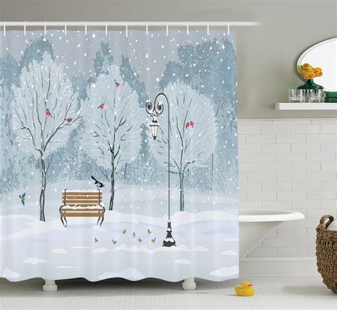 Christmas Shower Curtain Snow Falling In The Park On A Cold Winter Day