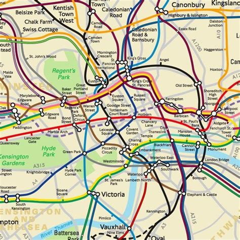 London Underground Tube Map Plan Manually Overpainted Fare Zones Harry