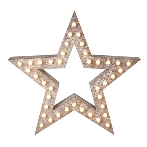 Festive Wooden Star With Led Lights Roman At Home