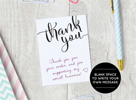Printable Thank You Cards Etsy Seller Thank You Packaging Etsy