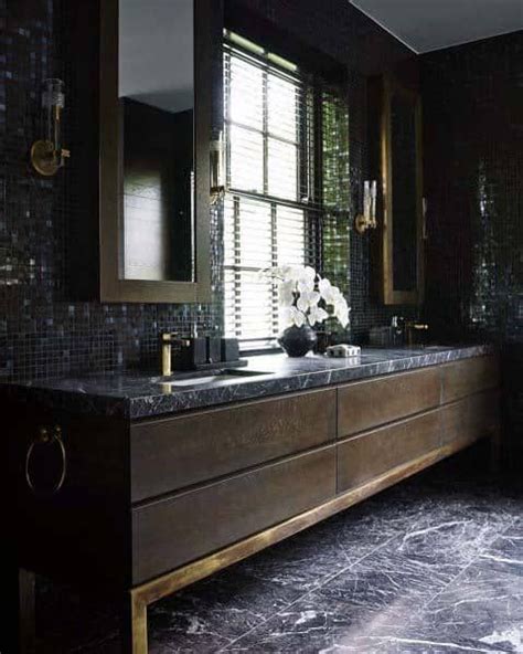 Top 60 Best Black Bathroom Ideas Dark Interior Designs Dark Vanity