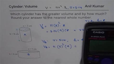 How To Calculate And Compare Volume Of Cylinder Youtube