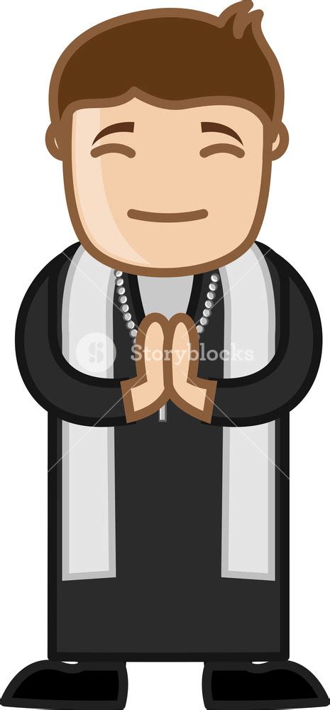 Cartoon Priest Man Praying Vector Illustration Royalty Free Stock