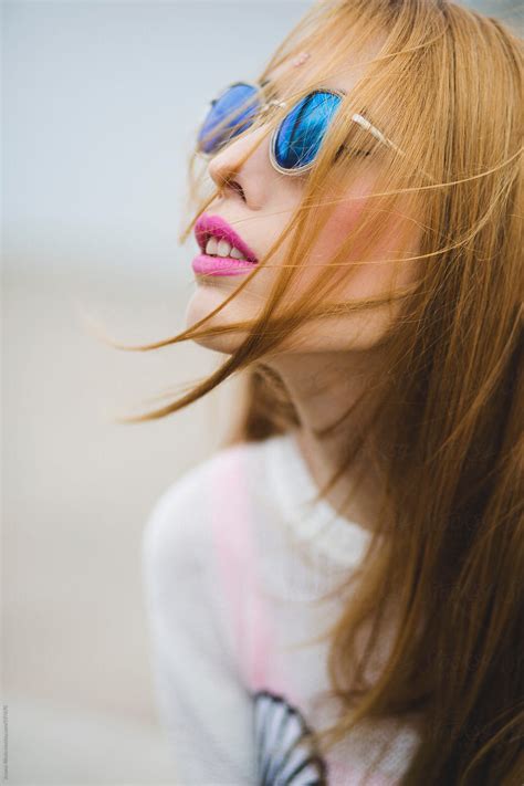 Portrait Of A Young Woman Wearing Sunglasses By Jovana Rikalo