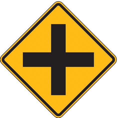 L Intersezione Incrocio A Raso - LYLE Cross Intersection Traffic Sign, MUTCD Code W2-1, 24 in x 24 in