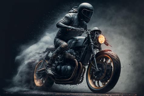 Premium Ai Image Man Riding On The Back Of A Motorcycle