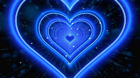 Neon Lights Love Heart Tunnel💙💙blue Heart Background Neon Heart