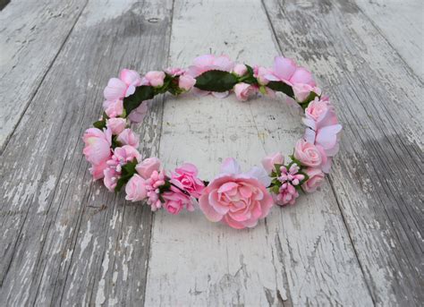 Pink Rose Floral Crown Pink Flower Headband Flower Crown Wedding He