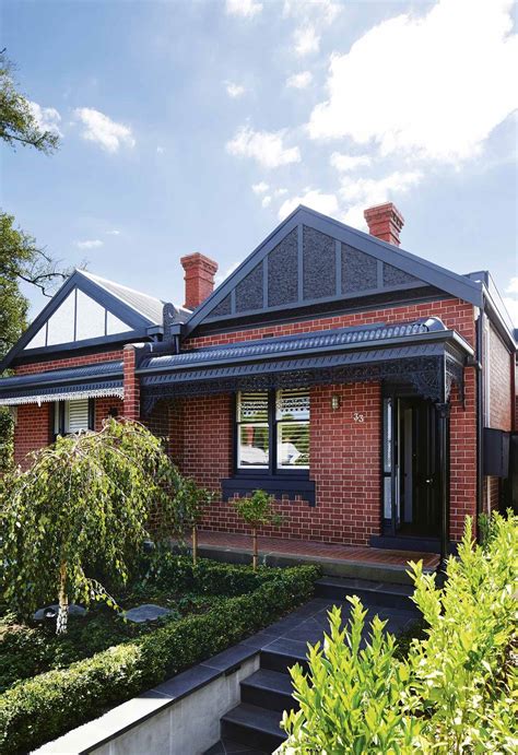 The Traditional Red Brick Facade Of An Edwardian Semi In Melbourne Red