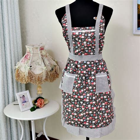 Women Home Kitchen Cooking Bib Flower Style Pocket Lace Apron Dress T Ebay