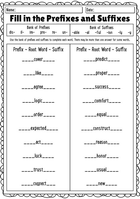 Root Words Suffixes And Prefixes Worksheets