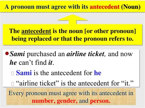 Possessive pronouns << คลิกอ่านเพิ่ม possessive pronouns หมายถึง คำสรรพนามที่แสดงความเป็นเจ้าของ เช่น his , hers , theirs , mine , ours , yours. PPT - Noun-Pronoun Agreement PowerPoint Presentation, free ...