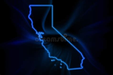 Glowing Map Of California Modern Blue Outline Map Stock Illustration