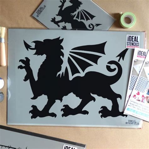 Welsh Dragon Stencil Dragon Crafts Custom Stencils Stencil Decor