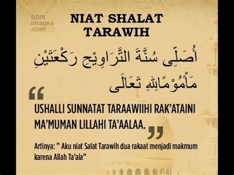Sholat tarawih dilaksanakan selama bulan ramadhan dan dilakukan pada malam hari. Niat Sholat Tarawih - YouTube