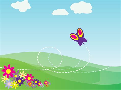 Cartoon Butterfly And Flowers Backgrounds Flowers Nature Templates