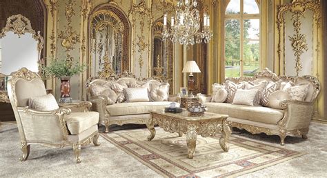 I'll overuse the words victorian interior design or gothic interior design. HD 8925 Homey Design Living Room Victorian Style Antique Gold Finish