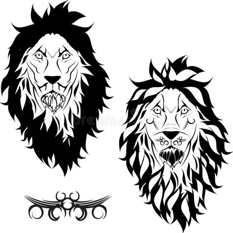 Lion Head Tattoo Tribal Pack Set Collection Stock Vector Illustration