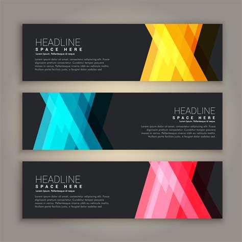 Dark Theme Abstract Banners Set Download Free Vector Art Stock