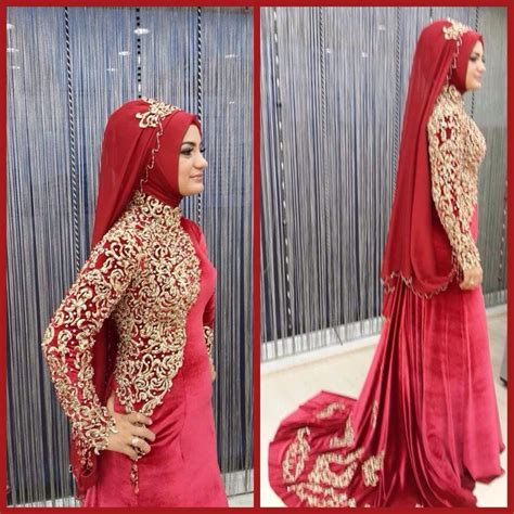 Hijab Dress Red Hijabi Gowns Hijab Abaya Hijabi Brides Arab Fashion Islamic Fashion