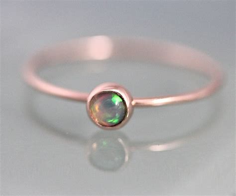 Opal Ring K Rose Gold Birthstone Oktober Mm Opal Solide Etsy De