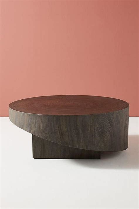 Black Wood Coffee Table Round Coffee Table In Walnut Veneer With
