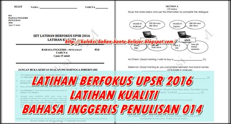 English paper 2 upsr 2016 part c. Koleksi Bahan Bantu Belajar (BBM): LATIHAN BERFOKUS UPSR ...