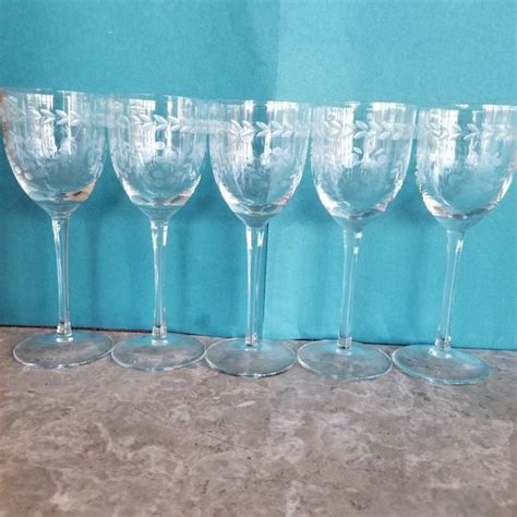 Toscany Dining Rare Vintage Toscany Hand Blown Etched Crystal Wine Glasses Poshmark