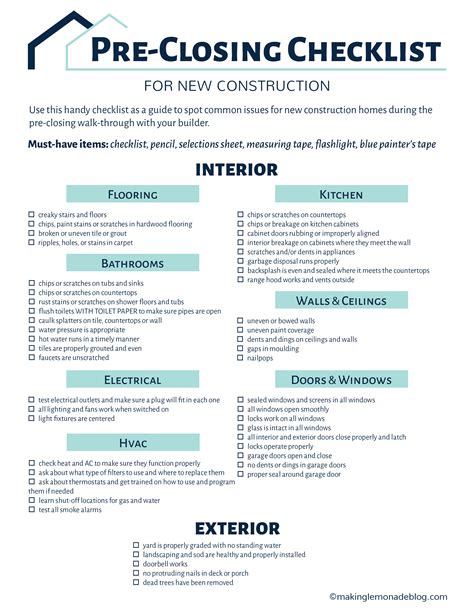 Checklist To Build A House