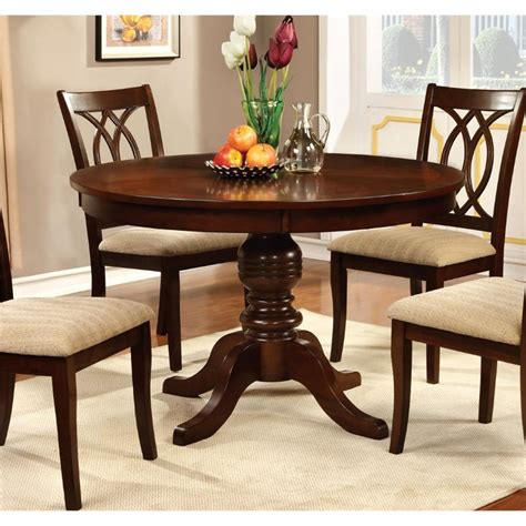 Furniture Of America Amersty Round Pedestal Dining Table In Cherry