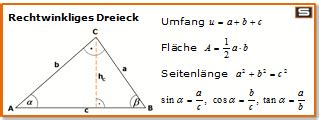 Flächeninhalt des dreiecks stumpfwinklige dreiecke. Rechtwinkliges Dreieck Formeln: Flaeche, Umfang | Dreieck ...