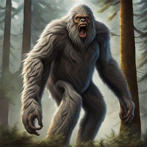 The Elusive Sasquatch A Massive And Shaggy Gray Bipedal Creature Howls