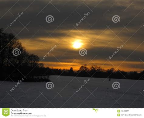 Bitterly Cold Sunset Stock Image Image Of Setting Winter 105799877