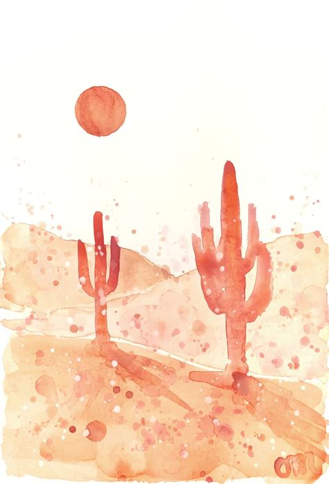 Abstract Southwest Desert Watercolor Painting Saguaro National Etsy