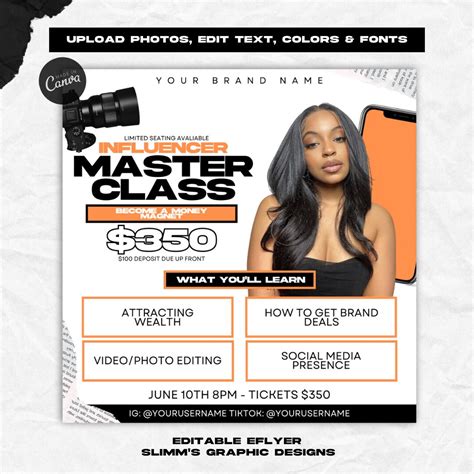 Diy Masterclass Flyer Canva Template Editable Canva Flyer Online Course Flyer Template Training