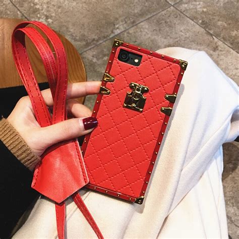Luxury Square Pu Leather Case For Iphone X 10 Girl Plaid Pattern Phone