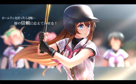 Safebooru 4girls Arihara Tsubasa Bangs Baseball Bat Baseball Helmet