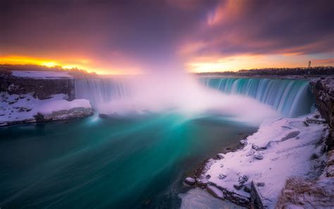 Blue Winter Wallpaper Niagara Waterfalls In Winter Three Waterfalls