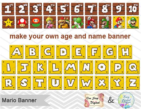 Printable Super Mario Banner Super Mario Birthday Party Banner