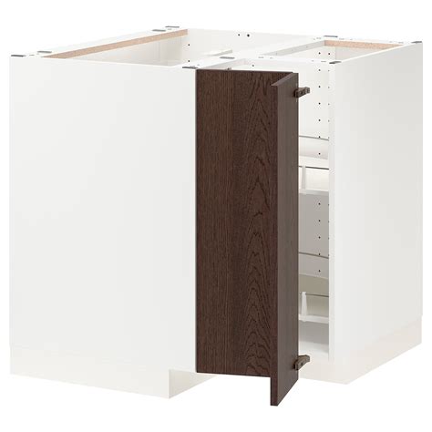 Metod Corner Base Cabinet With Carousel Whitesinarp Brown Ikea