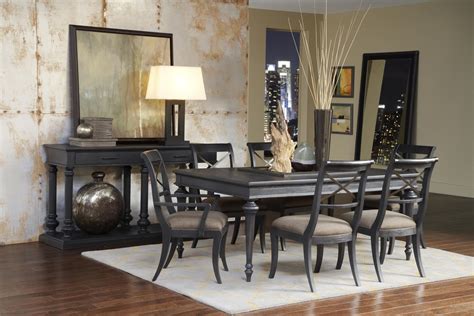 Vintage Tempo Unique Charcoal Rectangular Leg Dining Room Set From