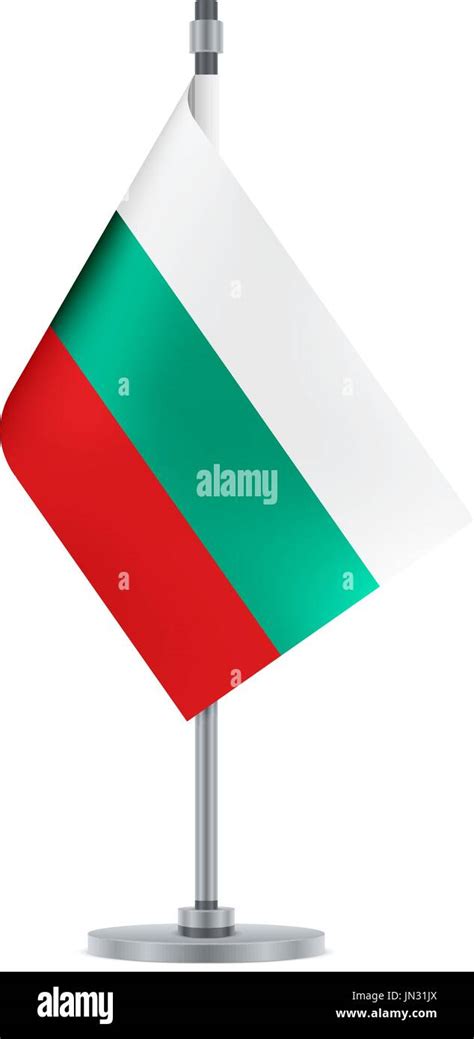 Flag Design Bulgarian Flag Hanging On The Metallic Pole Isolated